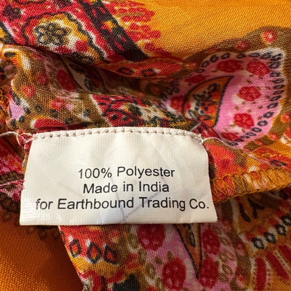 Earthbound Trading Co. small bohemian-style dress orange and red paisley print‎ - Picture 10 of 12
